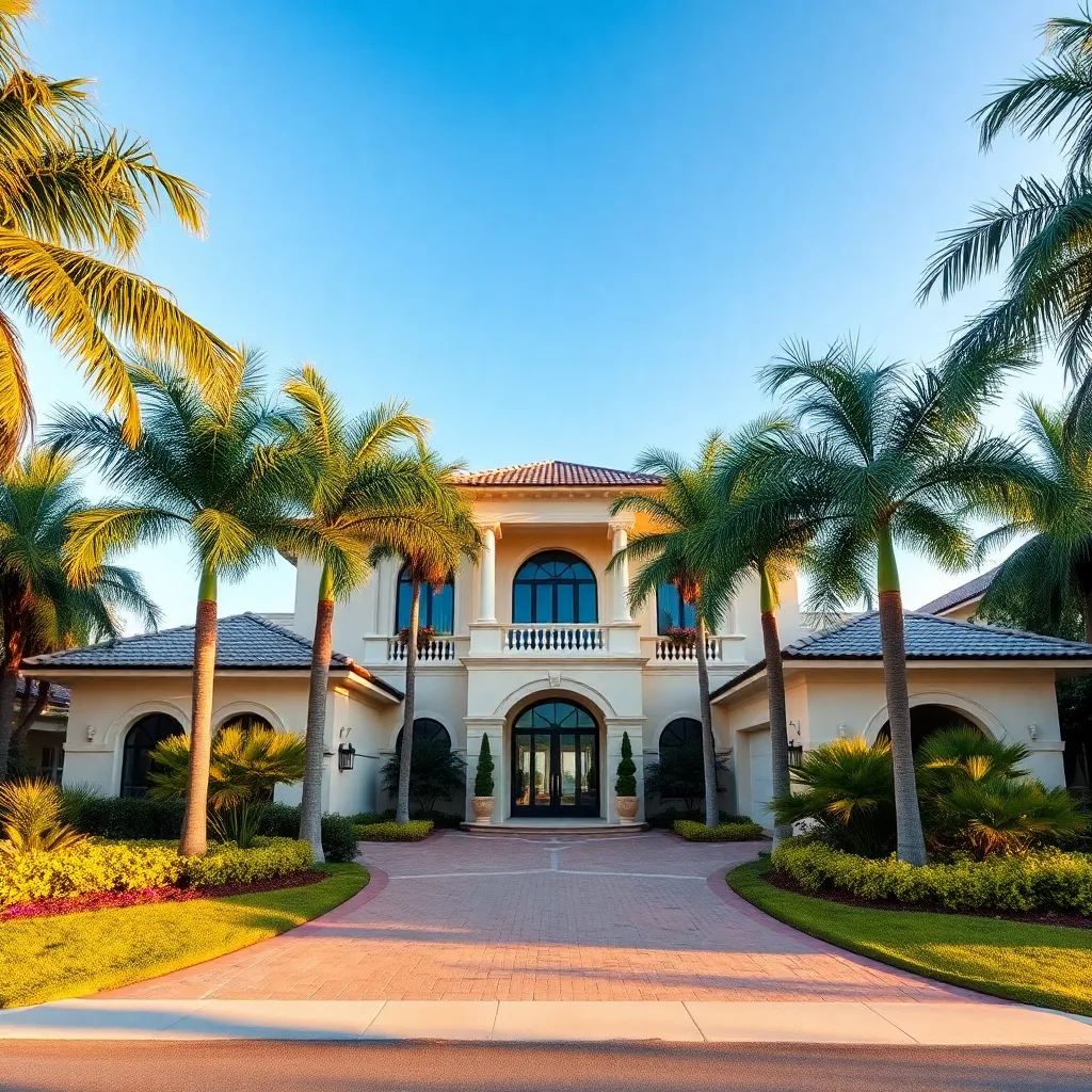 Luxury coastal home in Florida during sunset
